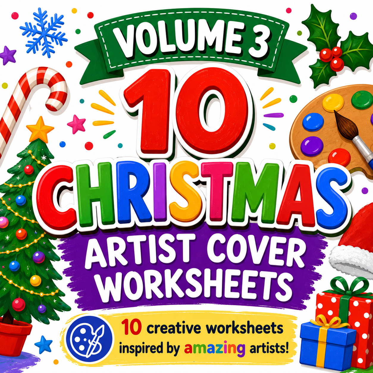 Christmas Artist Cover Work Bundle Volume 3 | 10 KS3 Art Cover Lesson Worksheets