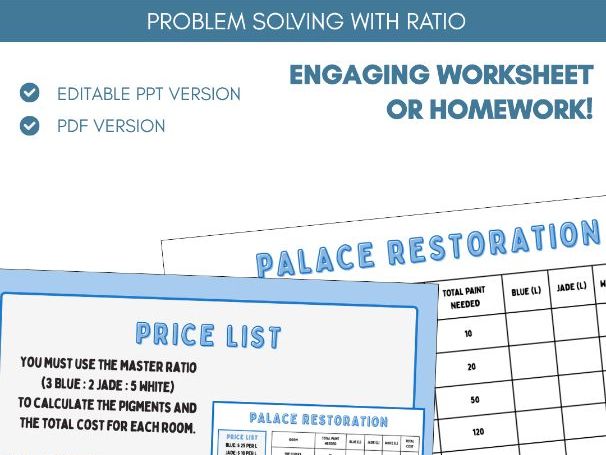 Problem Solving | Real Life Context | Worksheet Task | Ratio
