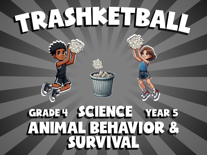 Animal Behavior & Survival TRASHKETBALL Science Game | No-Prep Year 5 Review Activity