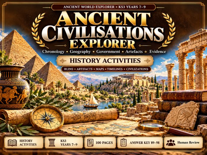 Ancient Civilisations Explorer  KS3 World History Activities  100 Pages