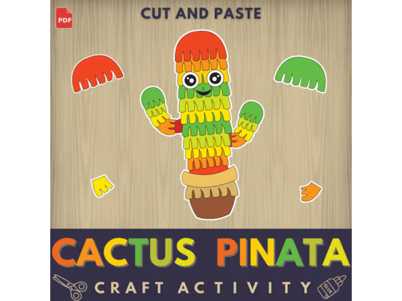Cactus Piñata Craft – Cut & Paste Printable | Fiesta or Cinco de Mayo Activity