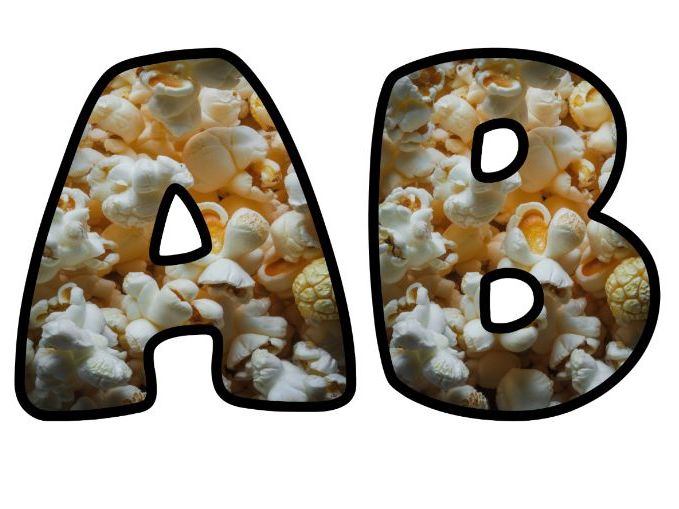 Movie Night Popcorn Alphabet Letters | Classroom Display, A-Z 0-9 and Signs