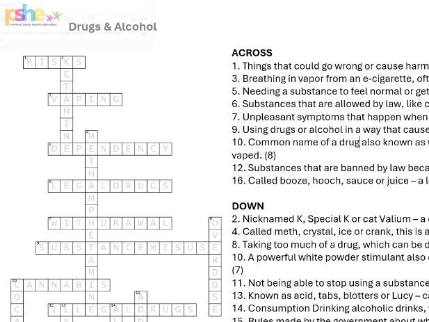 Complete PSHE Crossword Pack – Health, Relationships & Careers