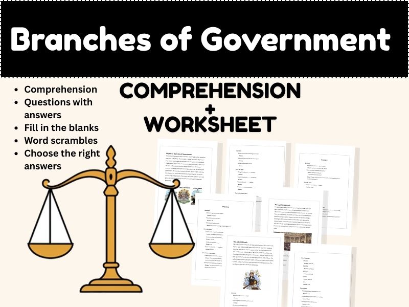 U.S. Government Judicial Branch Reading Comprehension Passages and Worksheets