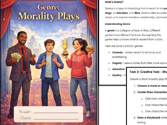 KS3 Drama Cover Lesson – Morality Plays & Slapstick Genre Introduction | Reading + Creative Task