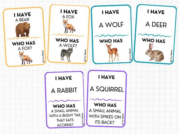 I Have Who Has Forest Animals Vocabulary Game | ESL Speaking and Listening Activity | Woodland