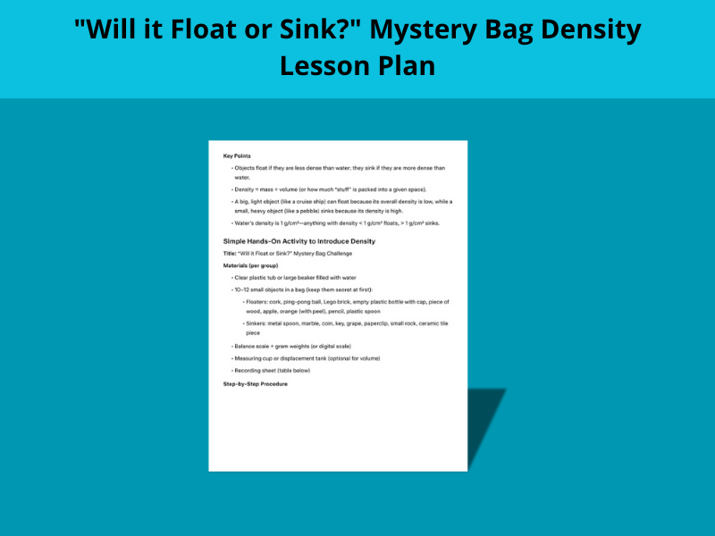 "Will it Float or Sink?" Mystery Bag Density