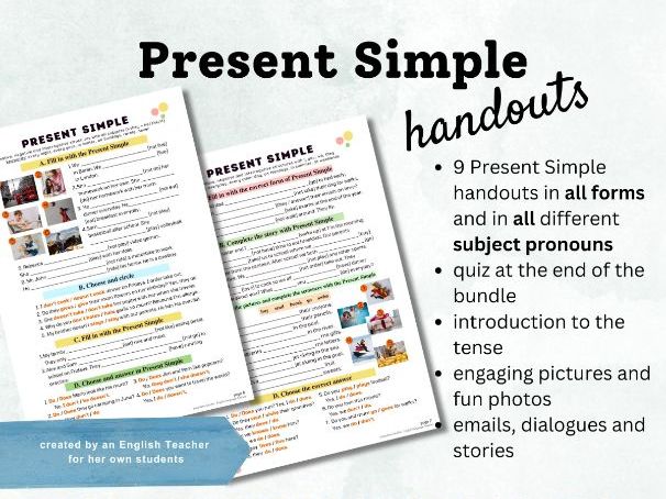 Present Simple Power Pack: 9 Handouts & Quiz for Easy Grammar Practice