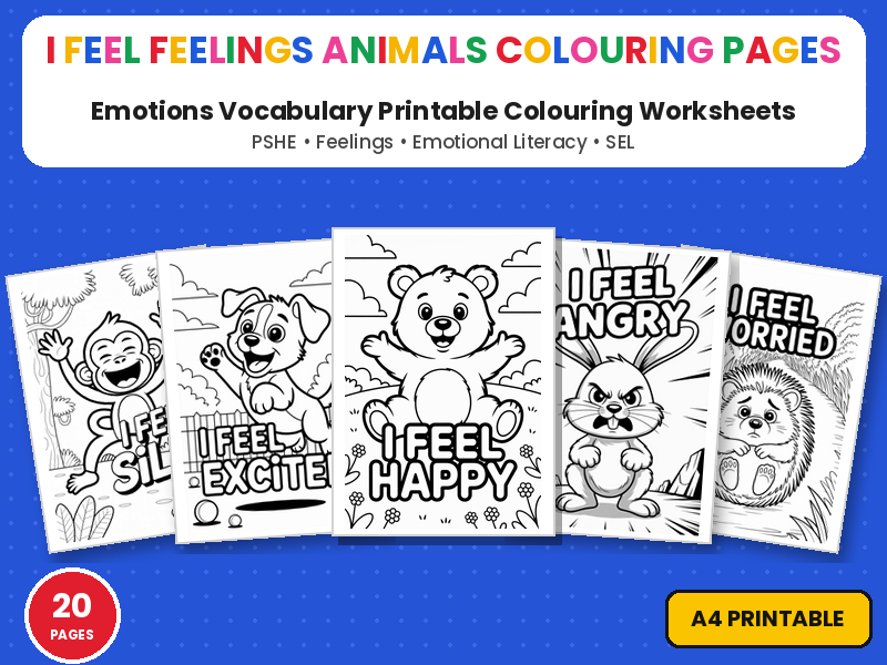 I Feel Feelings Colouring Pages | Printable Colouring Page Worksheets | Emotions Vocabulary & PSHE