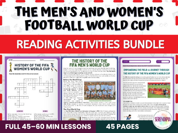 History of Football World Cup Reading Passage and Comprehension Activities KS3, KS4 Literacy | BUNDLE