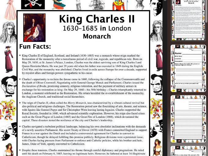 King Charles II PACKET & ACTIVITIES, Important Historical Figures Series