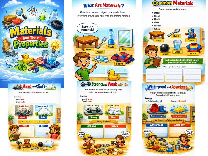 Materials and Their Properties Worksheets | KS2 Science | Age 7–11 | Printable PDF