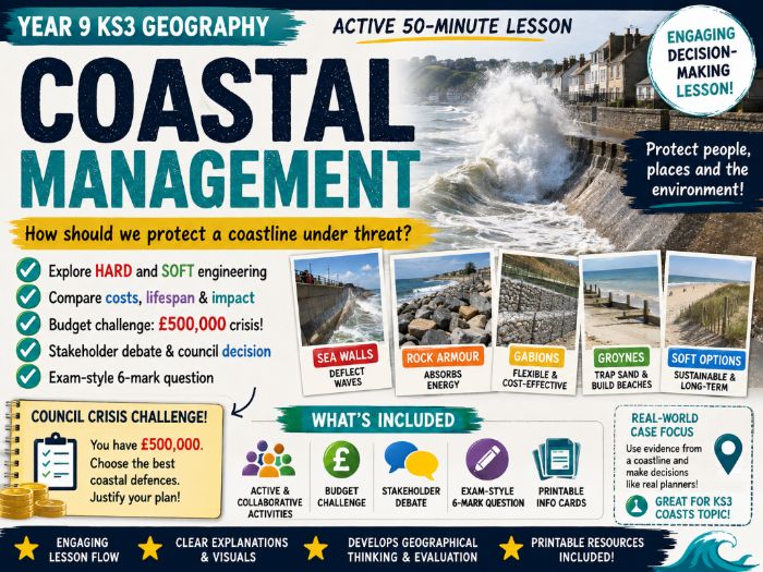 KS3 / Middle School Geography Resource Coasts - Lesson 8 Coastal Management