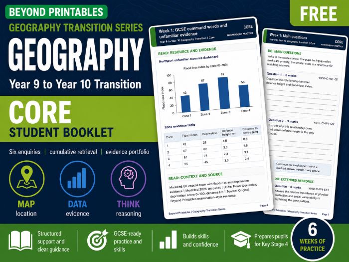 Year 9 to Year 10 Geography Summer Transition Booklet – Core | GCSE Preparation with Answers
