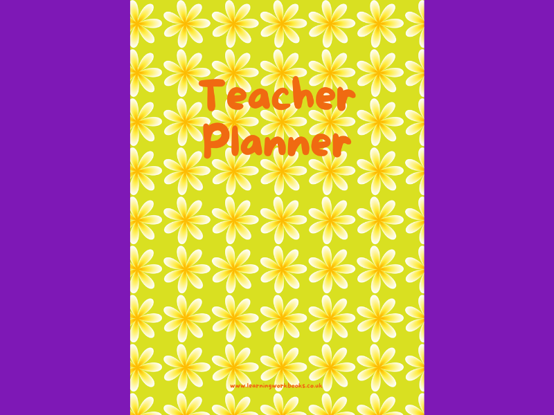 Yellow Flowers on Green Background Teacher Planner