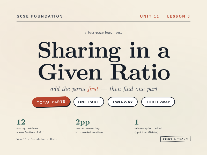 Sharing in a Given Ratio | GCSE Foundation