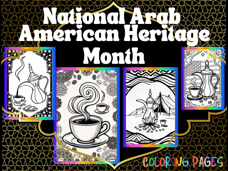 National Arab American Heritage Month – Arabic Coffee Coloring Pages | NO PREP