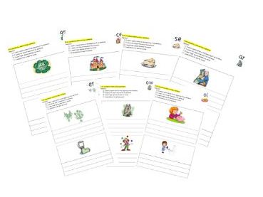 Sentence writing worksheets for unit 5 of phonics international. Also good for SEN and EAL