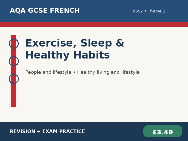 AQA GCSE French 8652 - Exercise, Sleep & Healthy Habits