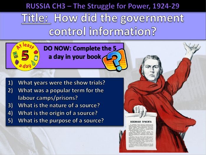 Russia and the Soviet Union Edexcel GCSE 9–1 – L6: Government Control of Information | Key Topic 3 |