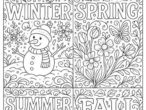 Four Seasons Colouring Page