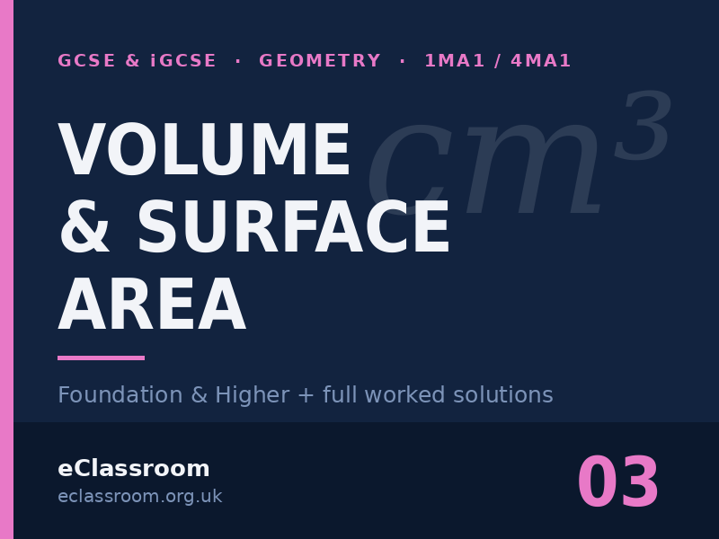 GCSE & iGCSE Volume & Surface Area worksheet