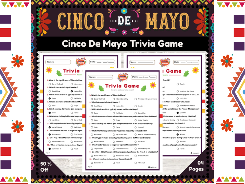 Cinco De Mayo Trivia Game : Exciting Trivia Quiz Worksheets for All Ages