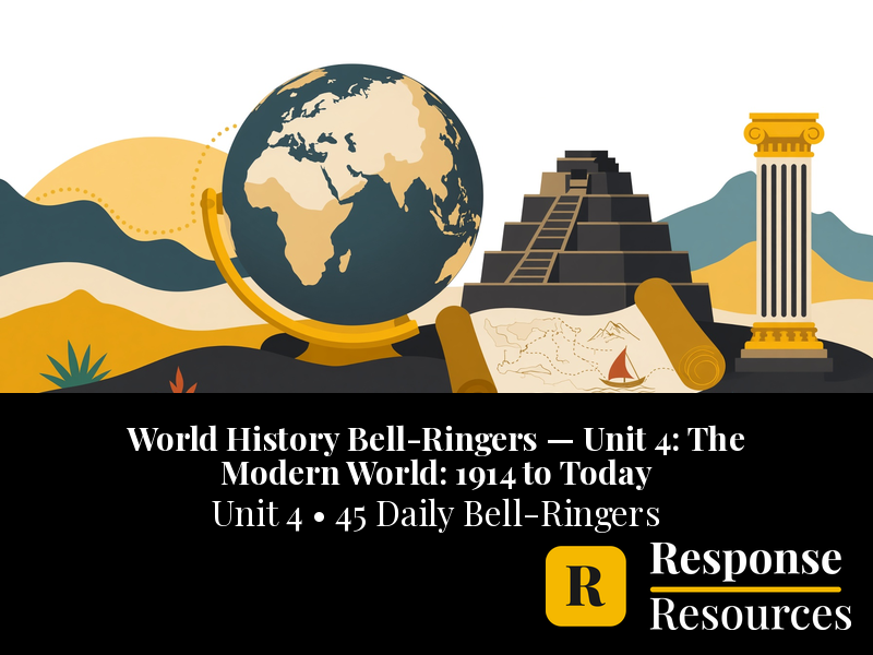 World History Bell Ringers Unit 4 - 45 Daily Warm-Ups (Grades 6-8)