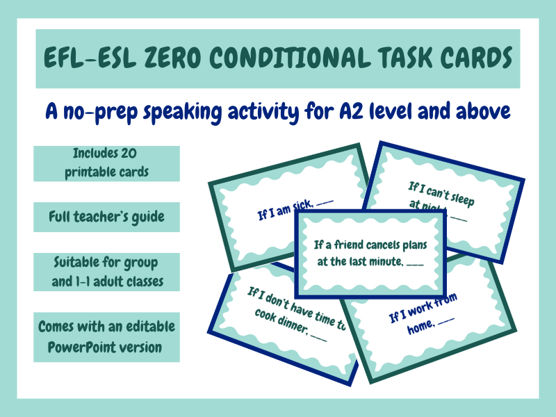EFL-ESL Zero Conditional Speaking Task Cards