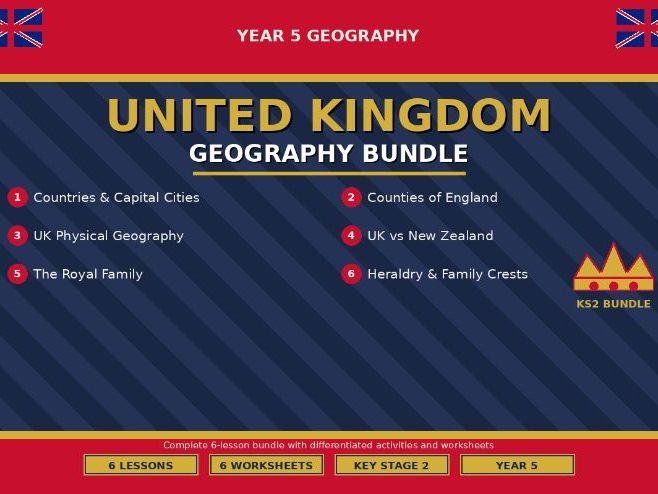 United Kingdom Geography Bundle | Year 5 | 6 Lessons + Worksheets