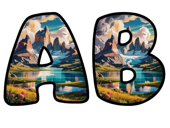Patagonia Peaks Alphabet Letters | Classroom Display, A-Z 0-9 and Signs