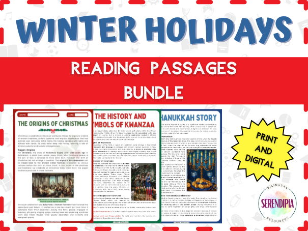 BUNDLE | Christmas, Hanukkah, Kwanzaa, New Year Nonfiction Reading Comprehension