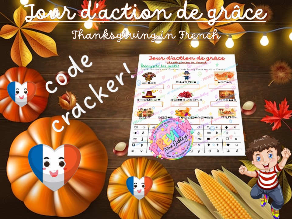 Jour d'action de grâce | Thanksgiving | Code Cracker | French