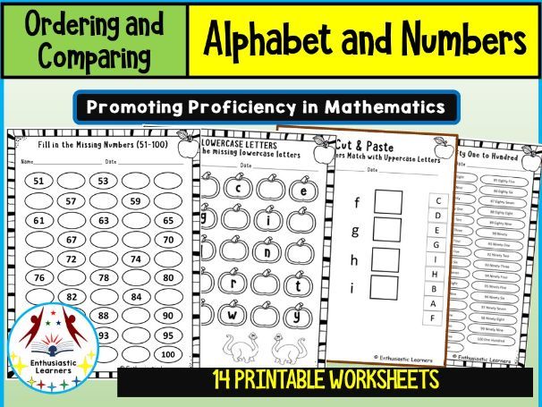Alphabet and Numbers Worksheets Math and English