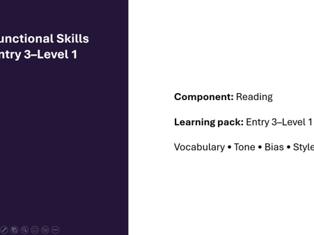 Functional Skills Reading Mega Pack Entry 3–Level 1 Vocabulary, Tone, Bias, Style & Meaning Skill