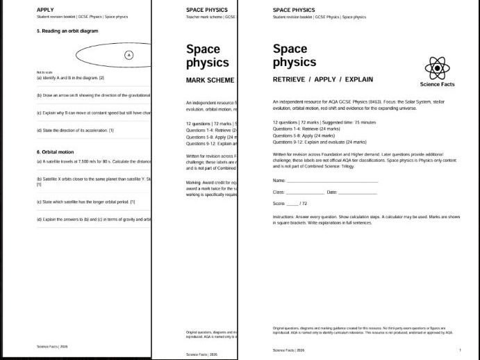 AQA GCSE Physics: Space physics Revision Questions