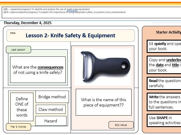 LESSON 2 -EQUIPMENT Year 7 Food Tech lesson