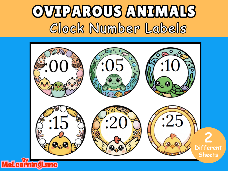 Oviparous Animals Clock Cover | Science-Themed Printable Classroom Decor for Telling Time