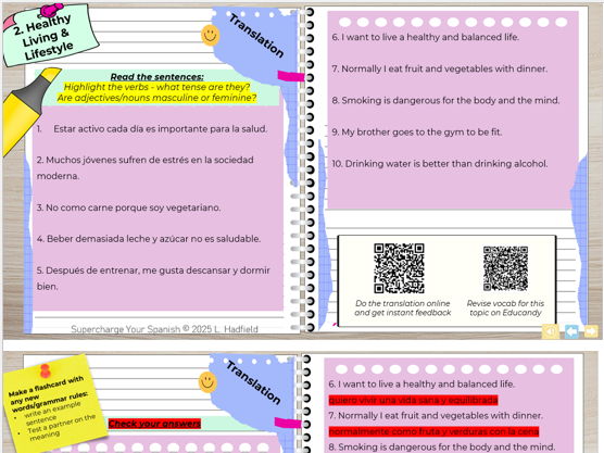 GCSE Spanish complete translation pack