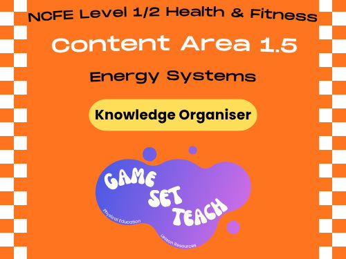 NCFE Health and Fitness Knowledge Organiser — Energy Systems (Topic 1.5)