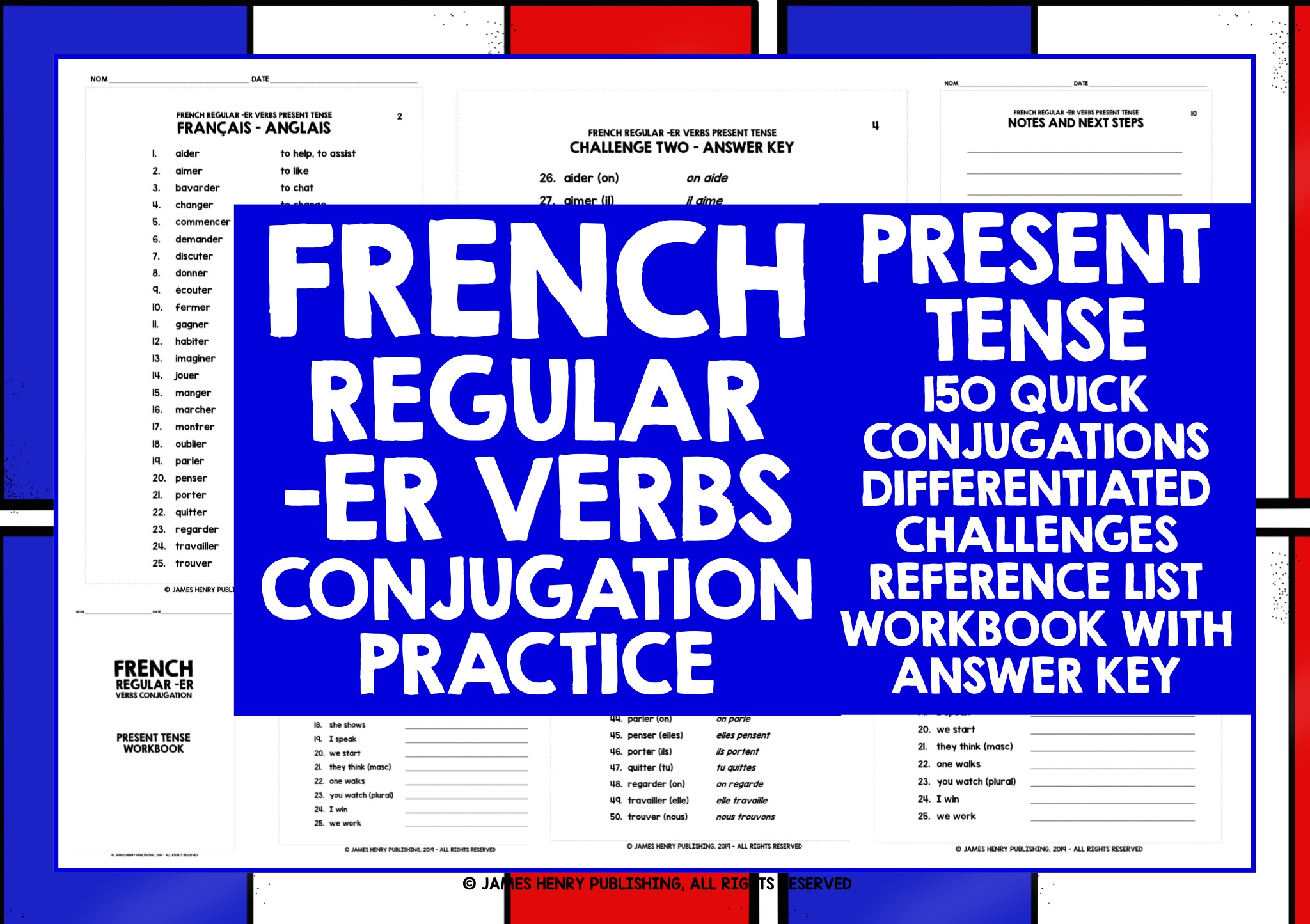 French Er Verbs Present Tense Conjugation Practice Teaching Resources