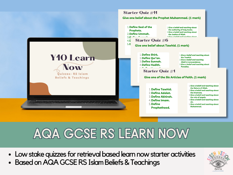 AQA GCSE RS – Learn Now Low-Stakes Quizzes: Islam Beliefs and Teachings
