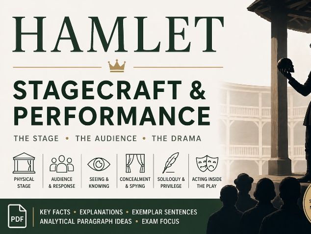 A clear, detailed PDF resource on stagecraft, performance and audience in Hamlet