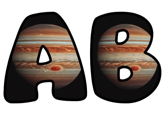 Jupiter Planet Space Classroom Display | Lettering Set | Upper & Lowercase, 0-9 and Signs