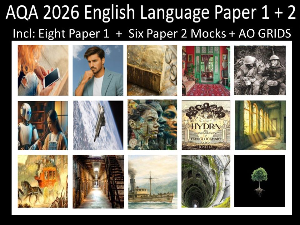 Fourteen AQA 2026 GCSE English Language Paper 1 + 2 Mocks | AO GRIDS