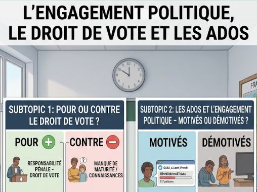 L'engagement politique,  le droit de vote et  les ados, A-Level French FULL TOPIC with answers