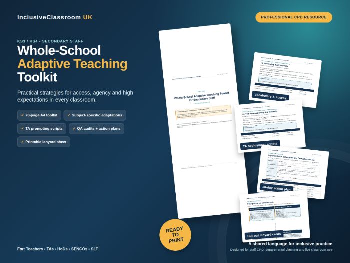 KS3 KS4 Secondary Adaptive Teaching Toolkit