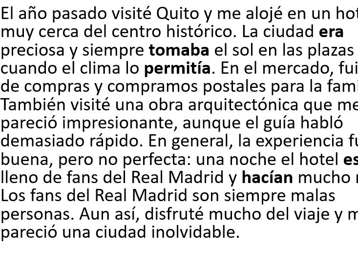 KS2-3 Revision - Viajes (Present, Near Future, Preterite, Imperfect)