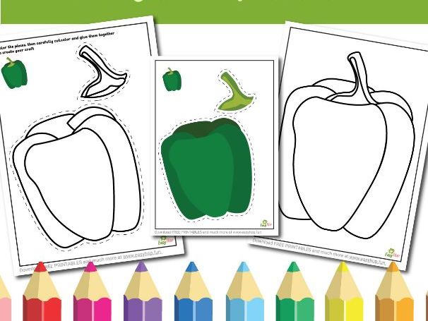 Bell Pepper Art & Craft Printable Pack | Cut, Color, and Glue Activity for Kids | 3-Pages
