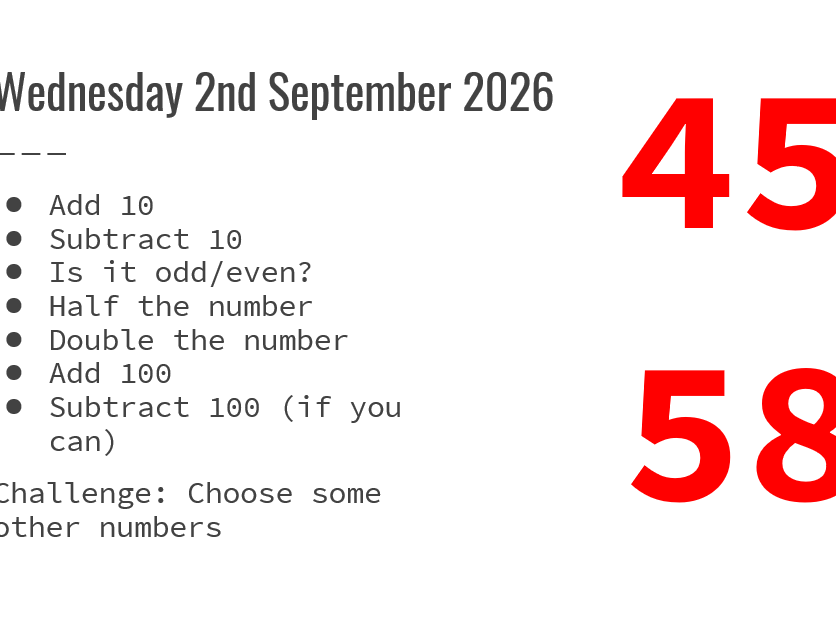 Morning Challenges Term 1 End of First - Second Level